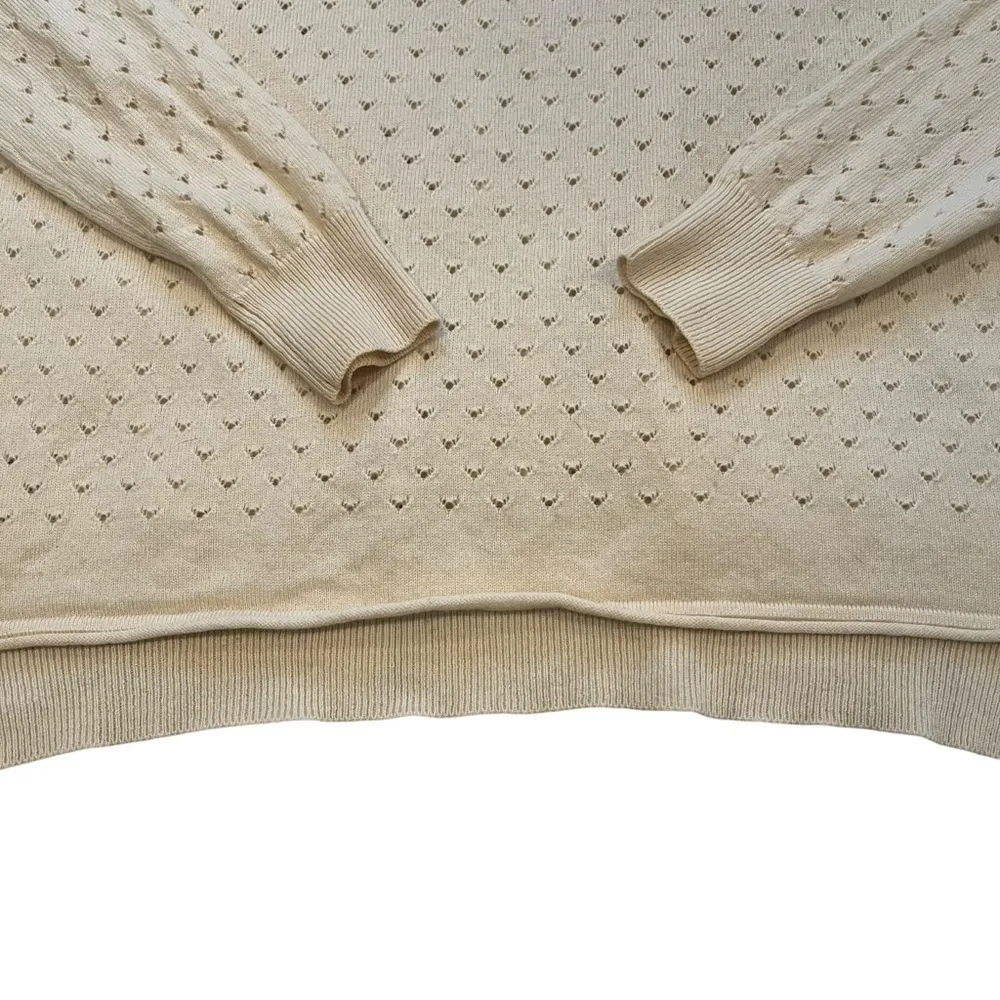 Vince Ivory Pointelle Wool Cashmere Boatneck Drop Sleeve Sweater, Sz S - Image 13