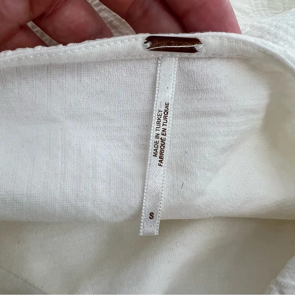 Free people violet puff sleeve tie back mini dress white sz S - Image 5