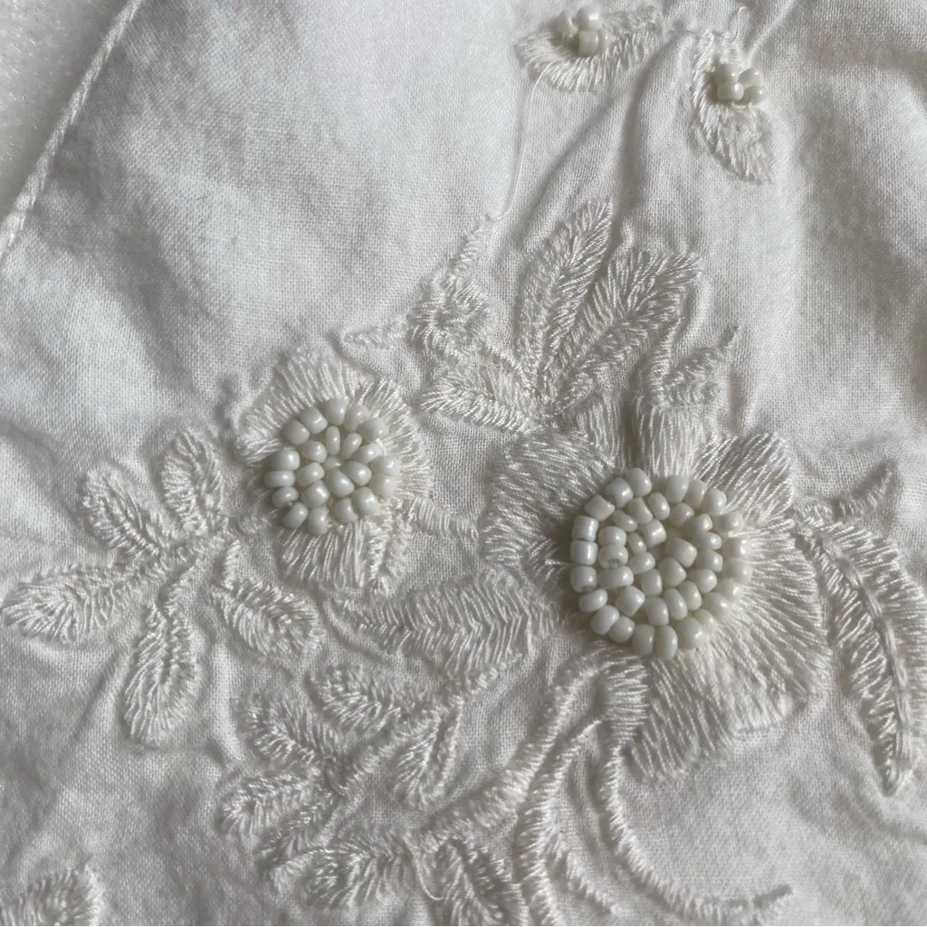 Coco Y Club Embroidered Boho 3/4 Sleeve Balloon Arm Blouse Top 100% Cotton White - Image 8