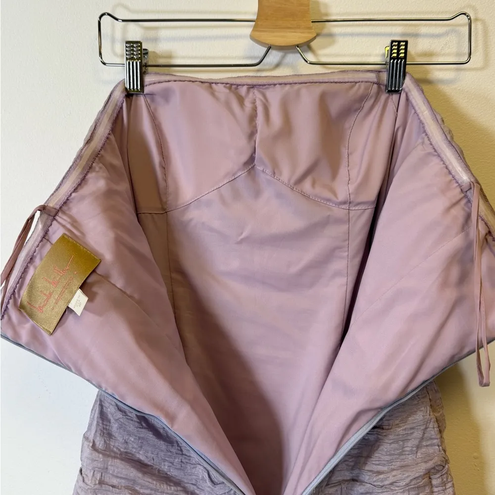 Nicole Miller Signature Crinkle Gown Ruched Techno Metallic Women’s Size 10 Purple - Image 8