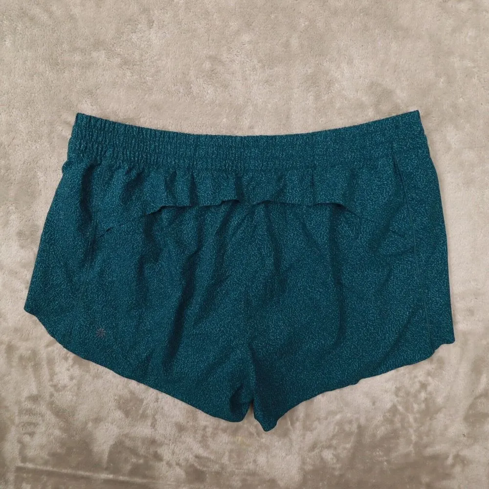 Athleta Women's Teal‎ Printed 3" Hustle Lined Running Shorts size XL 486235 - Image 3