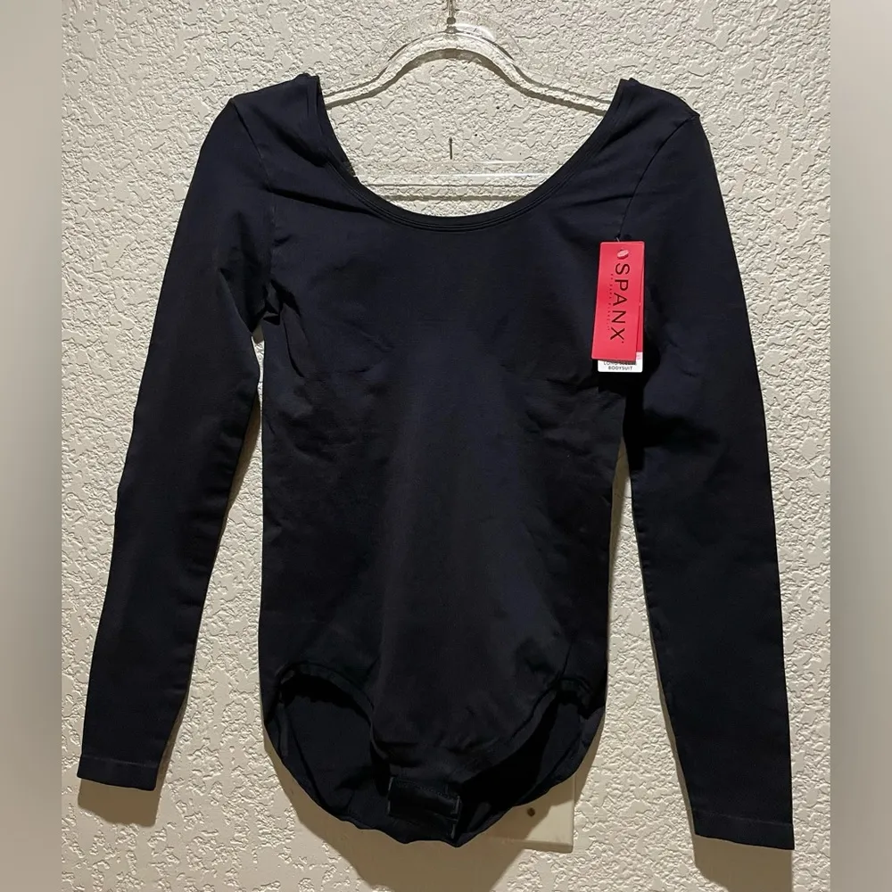 NWT Spanx The Base Long Sleeve Bodysuit in Black Size M - Image 3