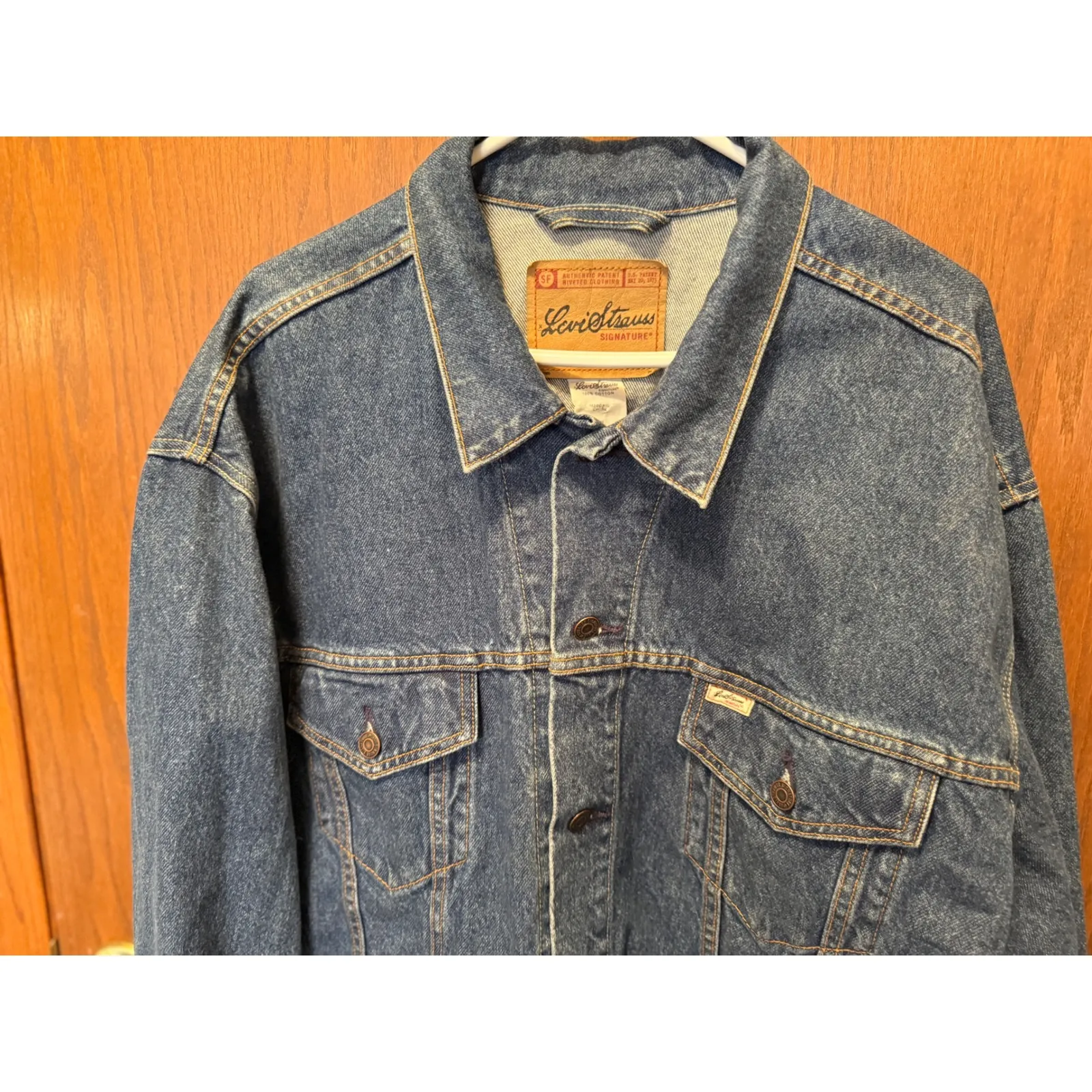 Levi Strauss Signature Mens Denim Jacket Trucker Style Blue Cotton Size 2XL - Image 3