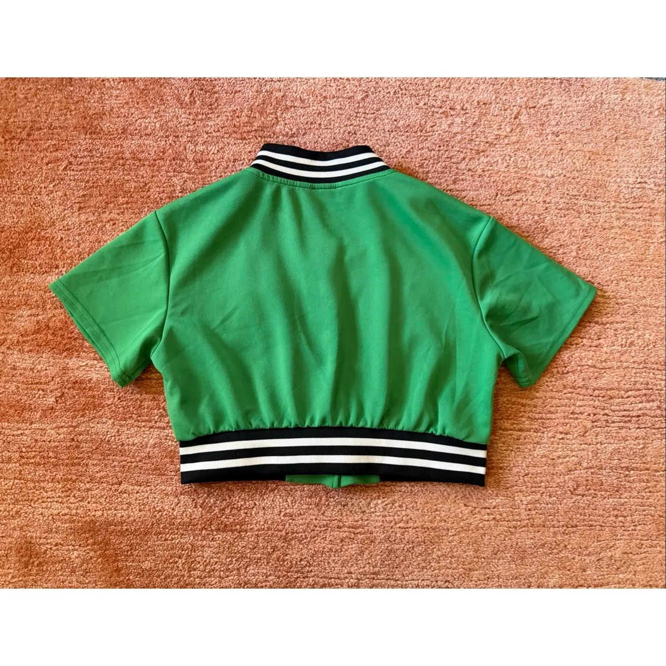 Daisy green varsity cropped jacket with patches M - Image 10