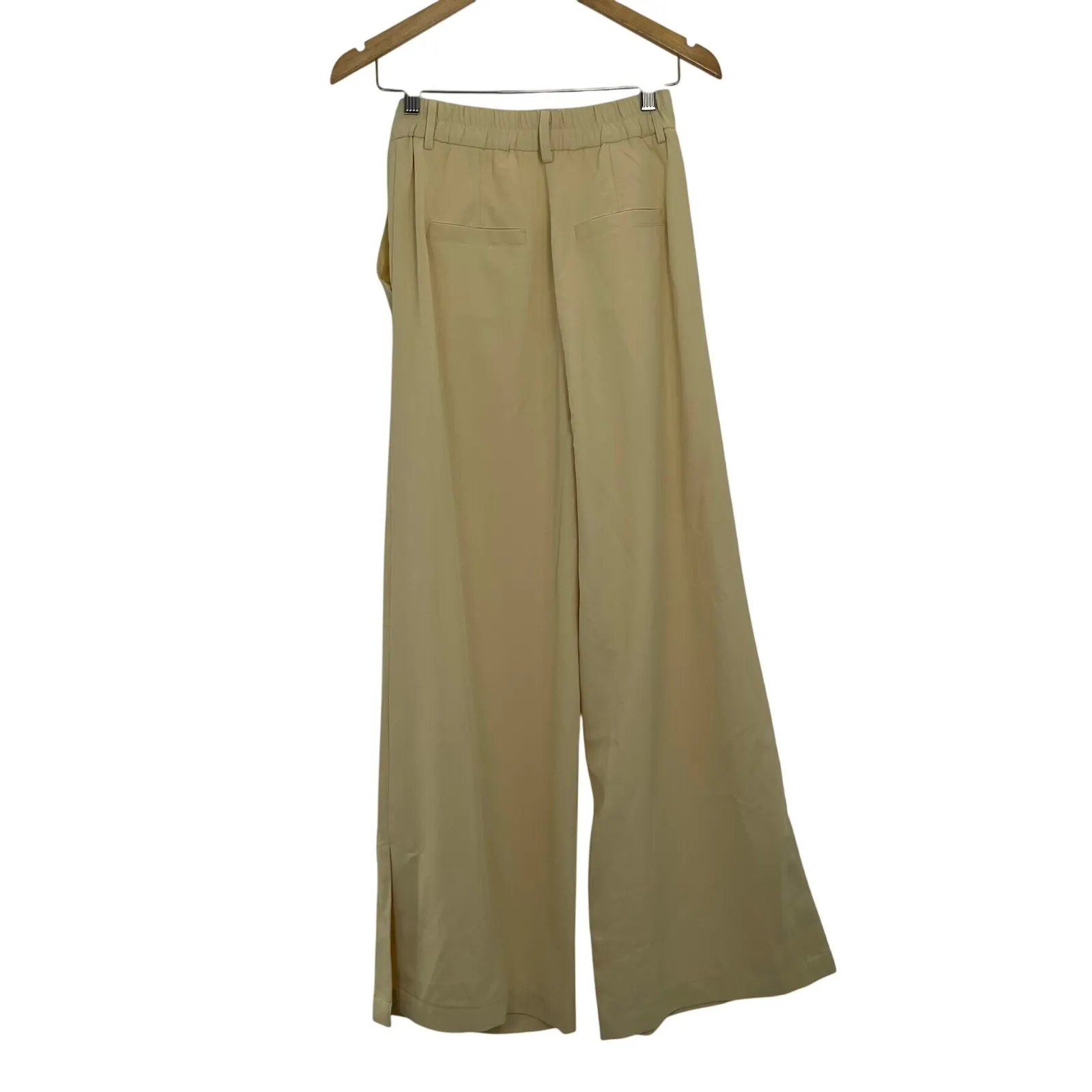 Commense Women's Beige High Rise Wide Leg Trousers Pleated Front Pants Size S Tan - Image 2