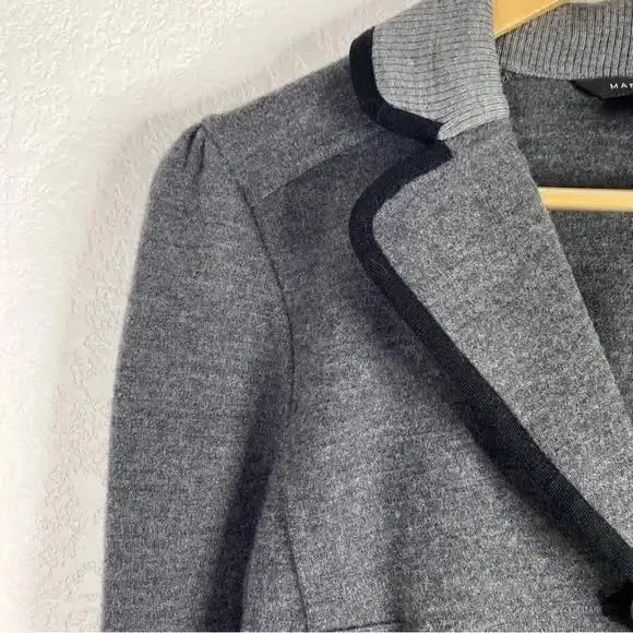 Marc Jacobs 100% Wool Grey Black Trimmed Chunky Button Cardigan Sweater - Image 2