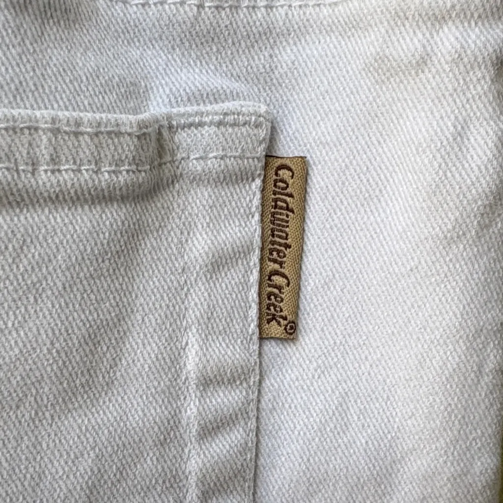 Coldwater Creek white cropped capri embroidered hem natural fit jeans - Image 6