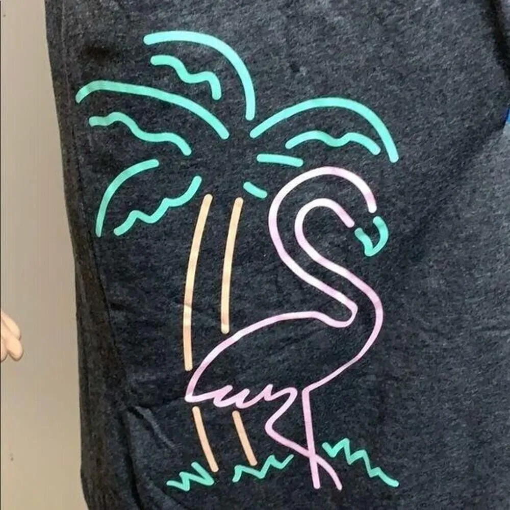 Womens Beach Dress Cover Up Tropical Flamingo Palm Tree Summer Tank Top Small Gray - Image 3
