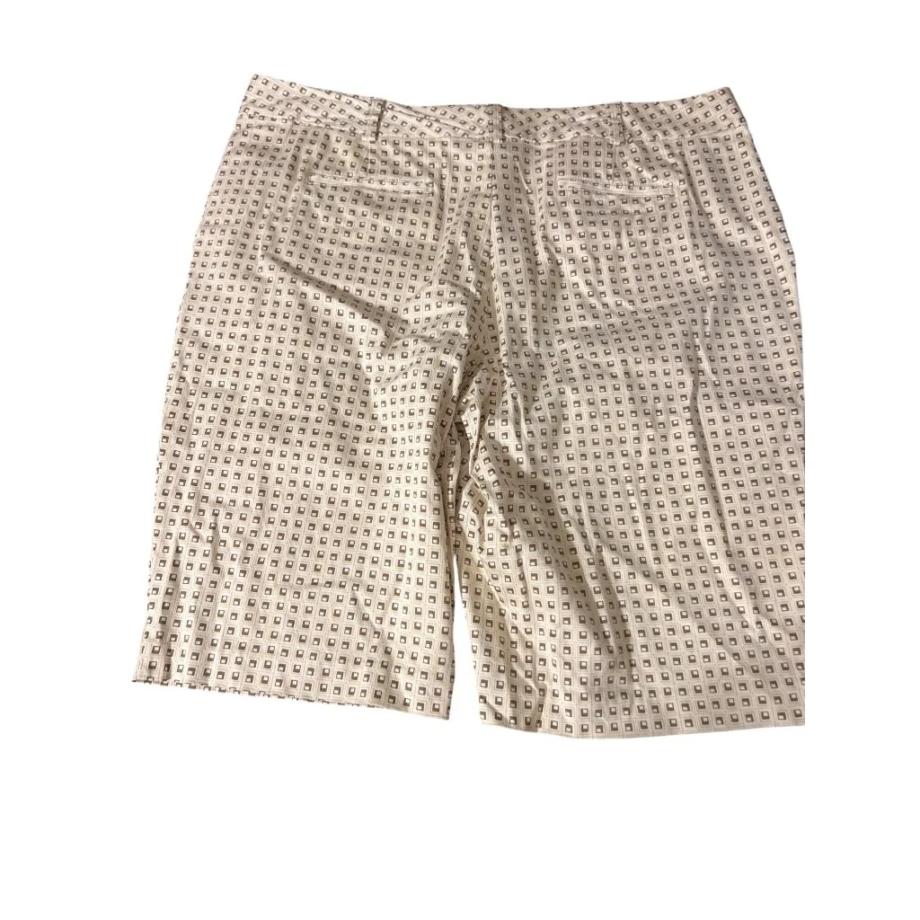 2 Pair Womens Izod XFG Stretch Gold Shorts Geometric Brown Blue 12" Inseam Sz 16 - Image 5