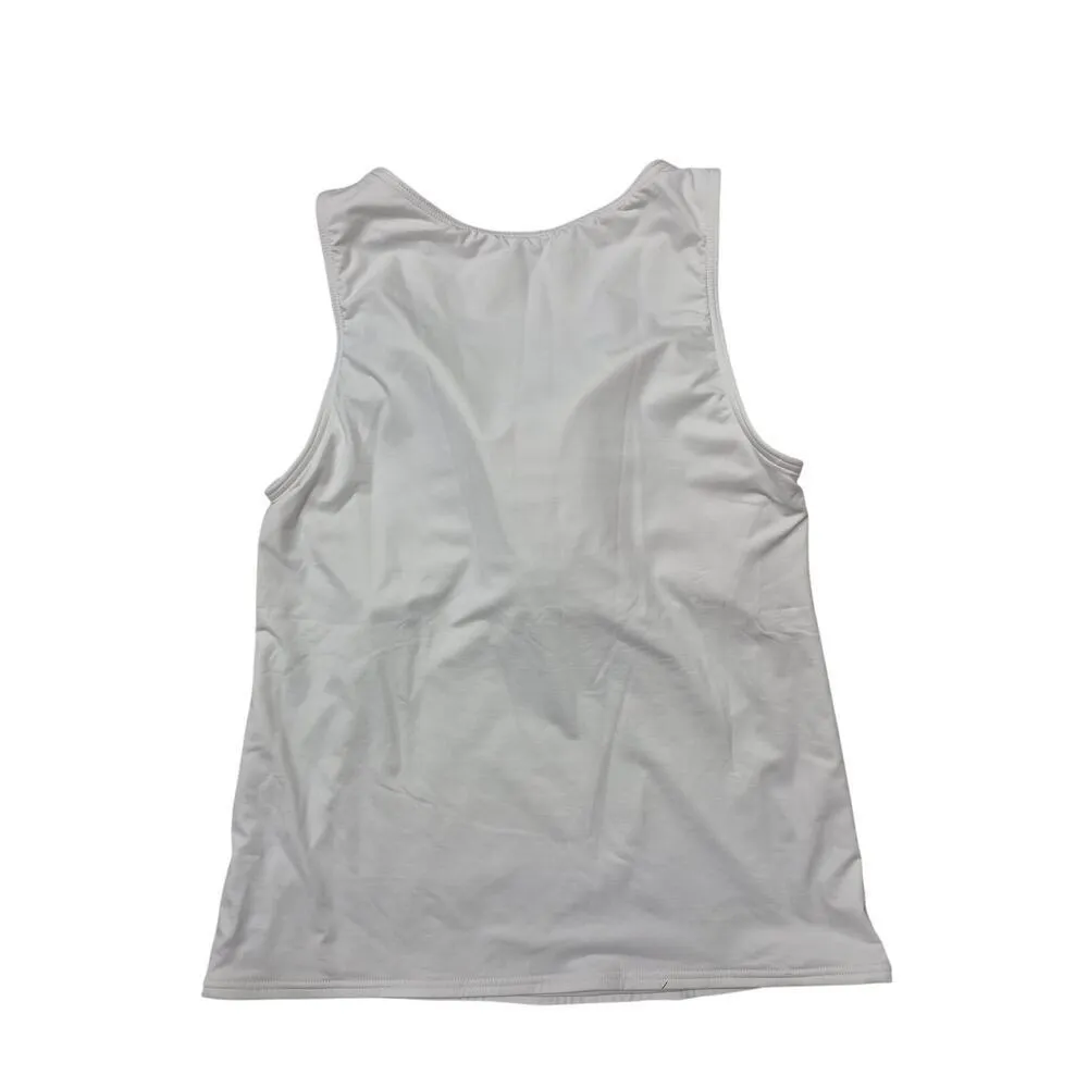 Lands End High Neck Tankini Tank Top Bra Inside White/Pink Floral Design Sz 12 - Image 2