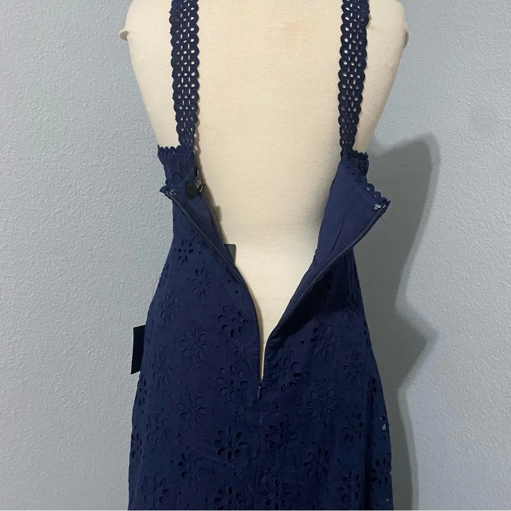Lulus Navy Blue Holiday Sleeveless Trimmed Embroidered Asymmetric‎ Dress Sz M - Image 16