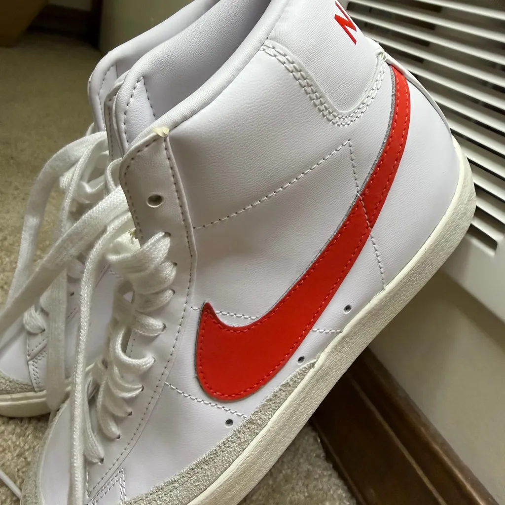 Nike White and Red High Top Blazers - Image 6