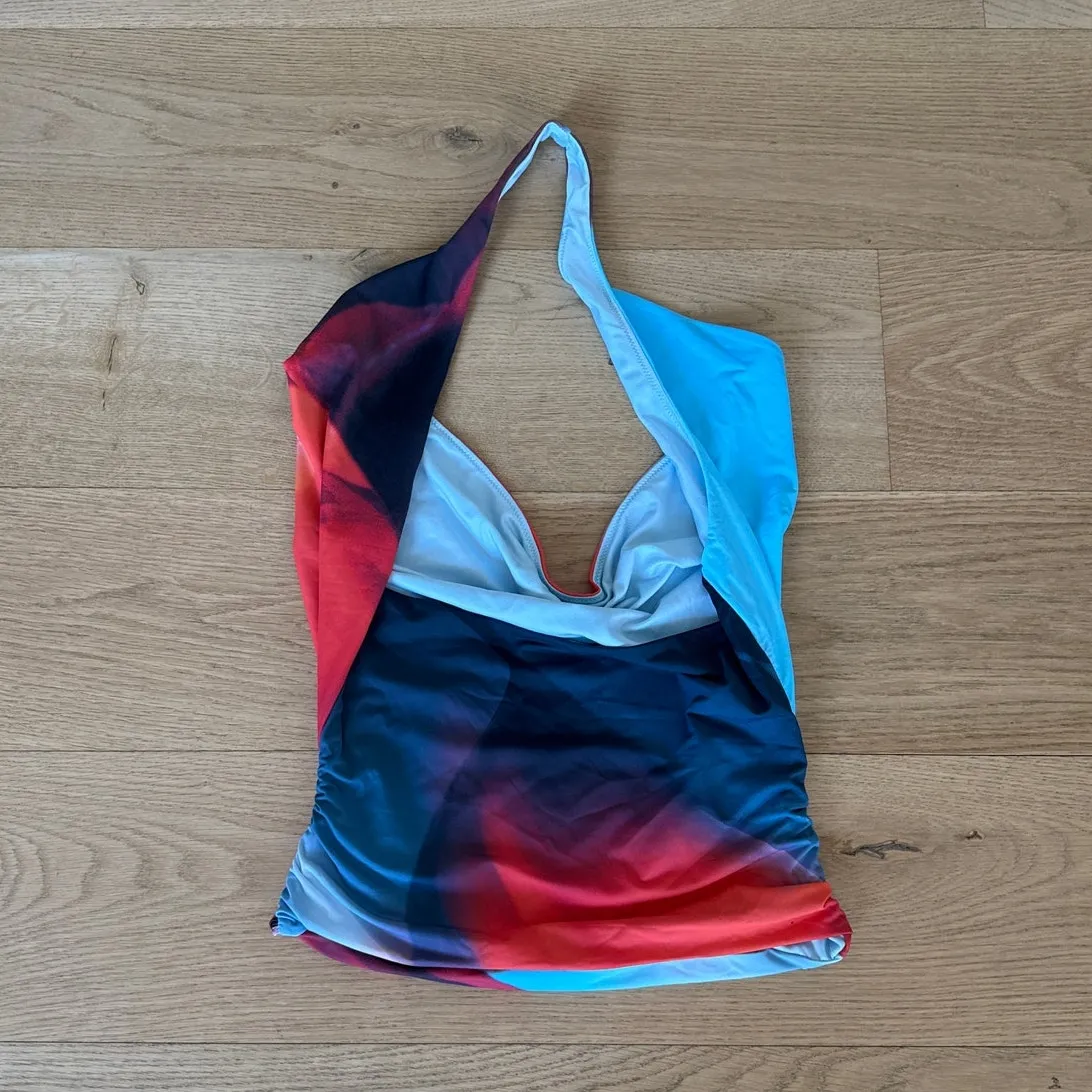 White Fox Halter Top Size M Blue Orange - Image 3