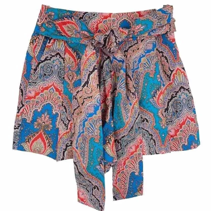 J Crew $98  Tie-Waist Short Skort Paisley Ratti Mediterranean Size 6 EUC - Image 6
