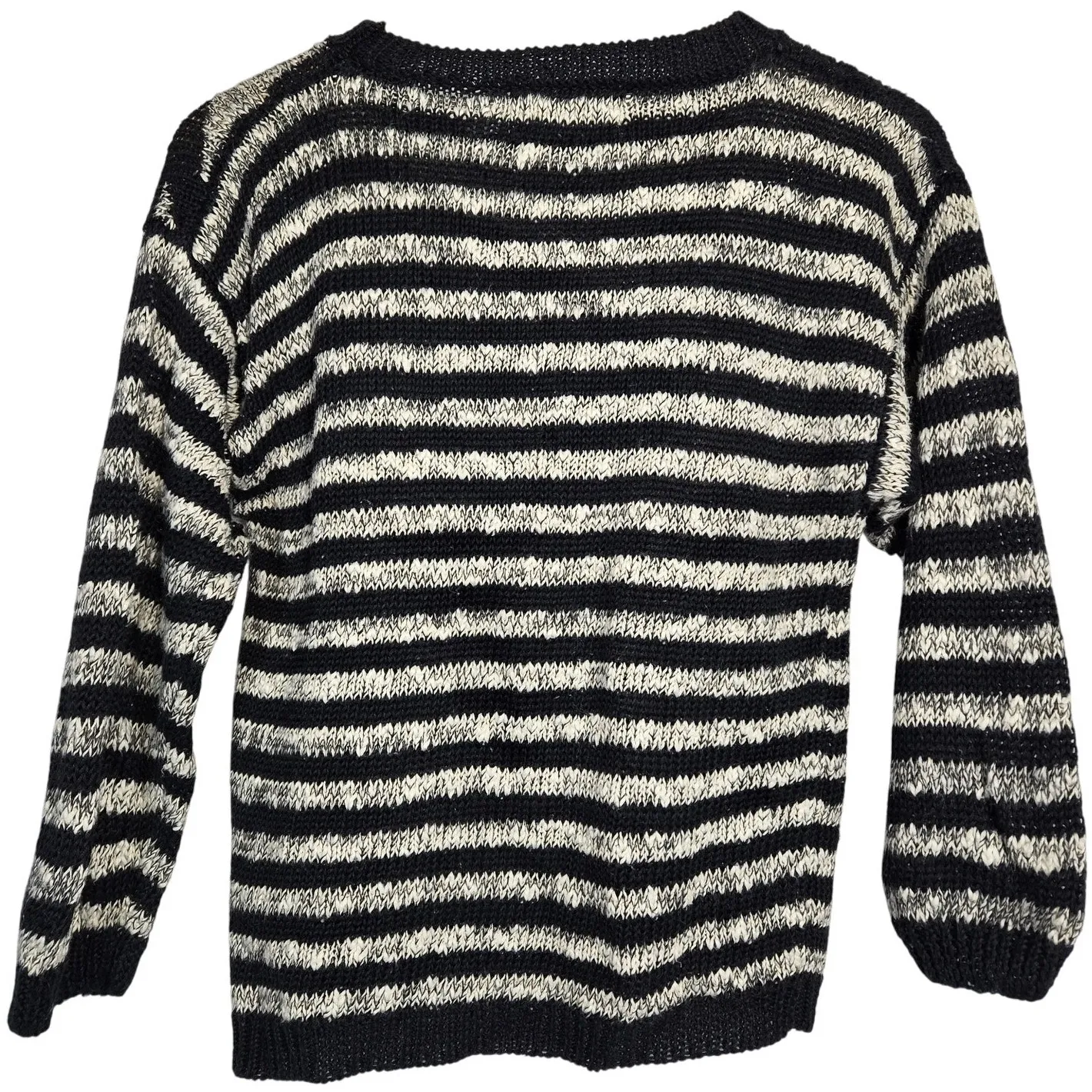 Vintage 80s Knitsworks Black White Zig Zag Stripe Geometric Knit Sweater Medium - Image 2