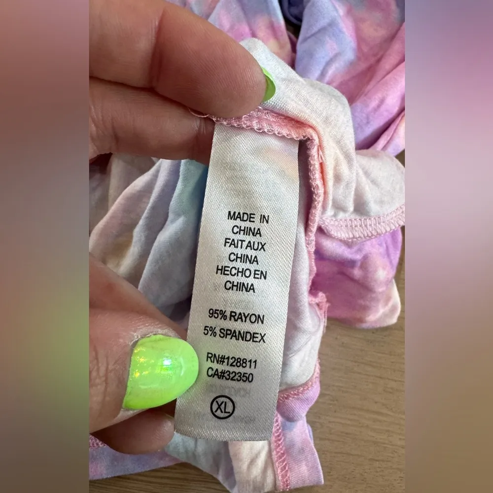 LoveShackFancy X Beach Riot Marley Cropped Top Rainbow Tie Dye size XL - Image 6