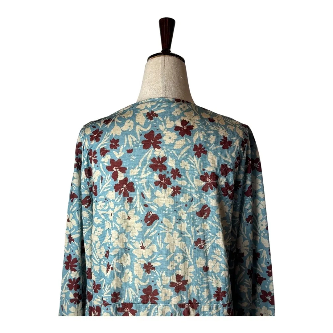 Zara Dress Women Small Blue Floral Ruffle‎ Long Sleeve Midi Boho Prairiecore - Image 8