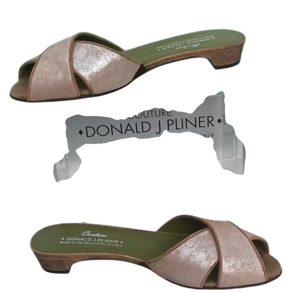 Donald Pliner Silver Distress Slide Sandal Metallic Leather Shoe Flat $225 NIB Size 6.5 - Image 3