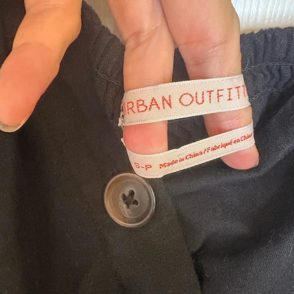 Urban Outfitters Black Linen Button Front Midi Dress Petite S Minimalist Resort - Image 5