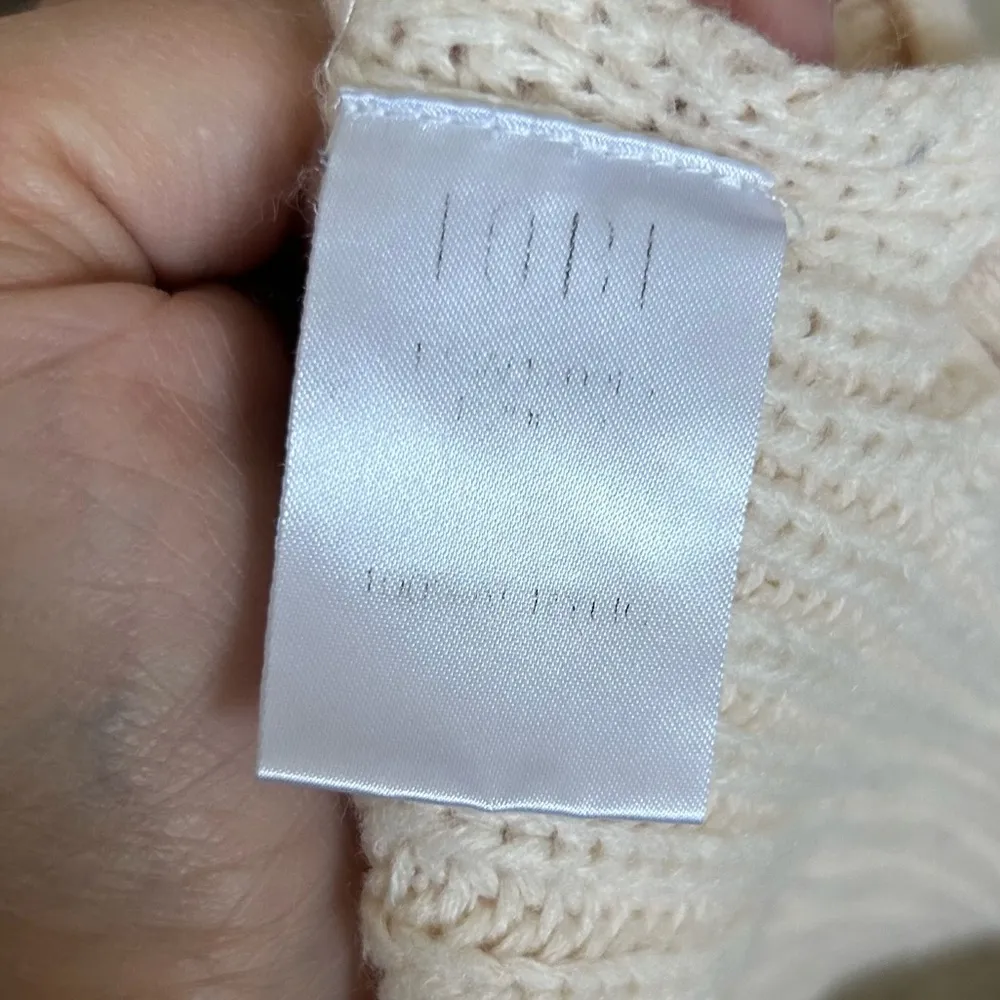 Tobi Cream Lace Side Cable-knit Long Sleeve Cowl Neck Sweater Size Small - Image 4