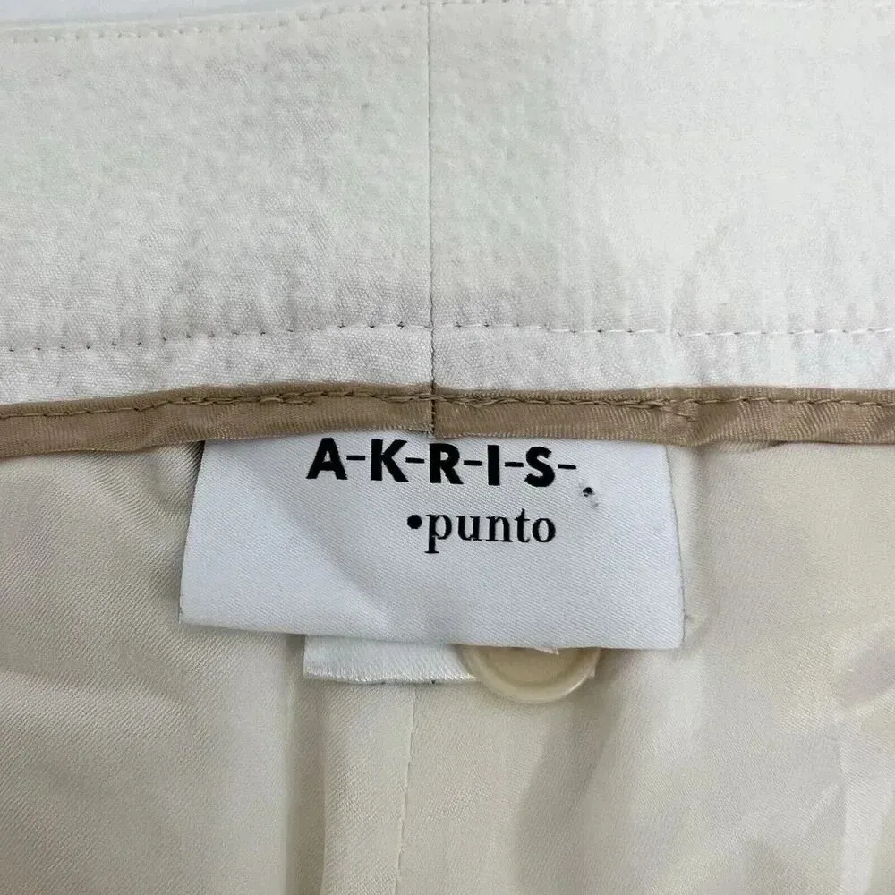 Akris Punto Textured Crop Cotton Cream Ivory Pants Dressy Preppy Trousers Size 2 - Image 9