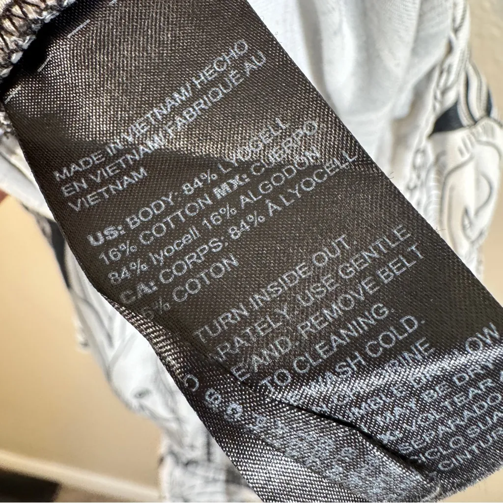 White House Black Market Bird Flower Print A Line Dress Womens 10 Puff Shoulder - Image 8