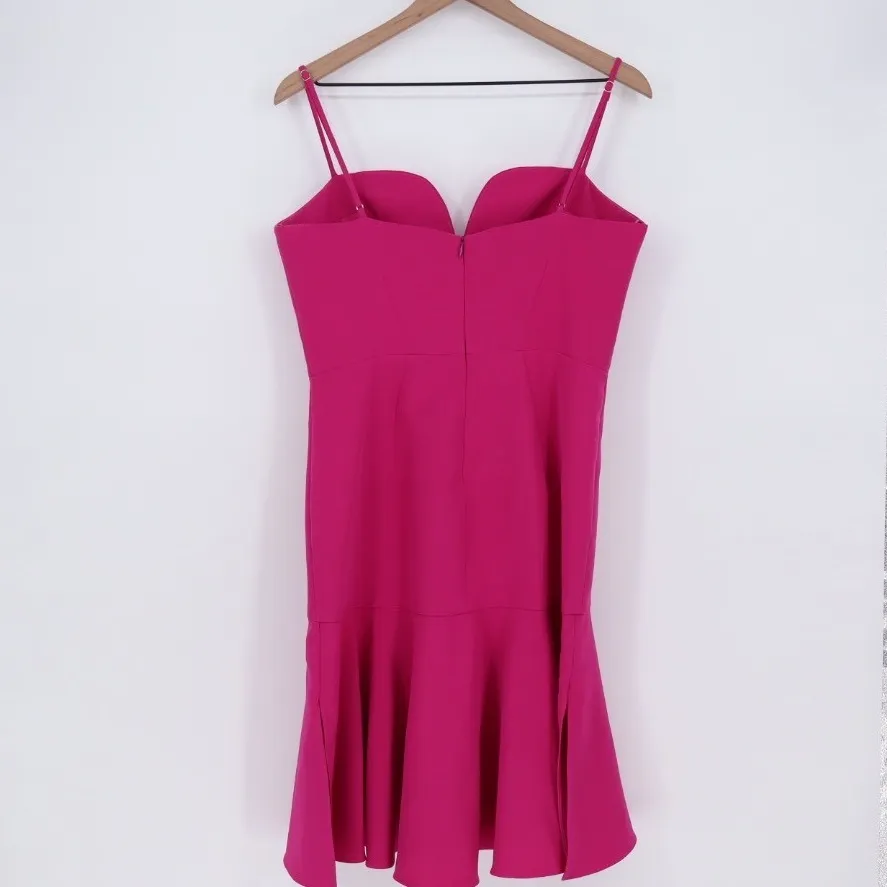 Milly Hot Pink V Neck Fit Flare Dress Size 10 Spaghetti Straps - Image 7
