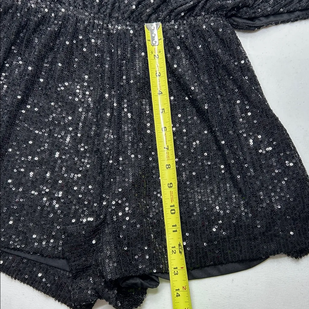 Mustard Seed asymmetrical, one shoulder, black sequin romper in size M - Image 8