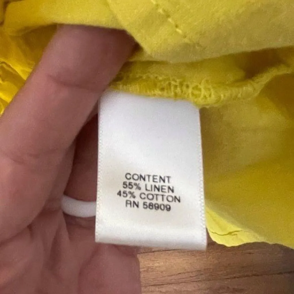 Chelsea & Violet Linen Dress Size Medium Ruffle Open Back Celery Yellow Sz M New - Image 6