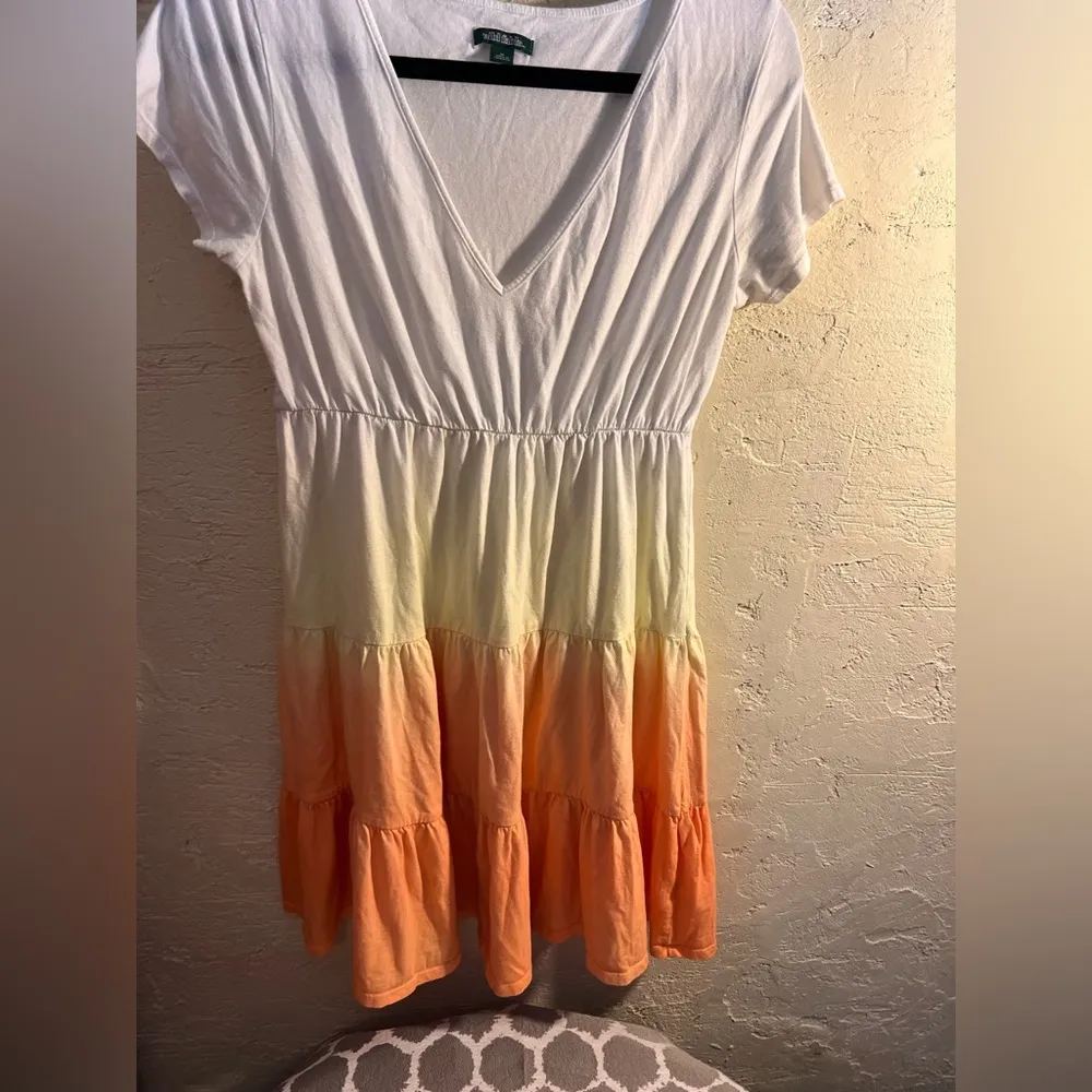 Wild Fable White Orange Yellow summer dress v neck ruffles back to school beach - Image 5