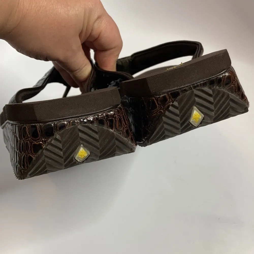 Volatile reptile‎ platform wedge sandals size 9 Brown - Image 4