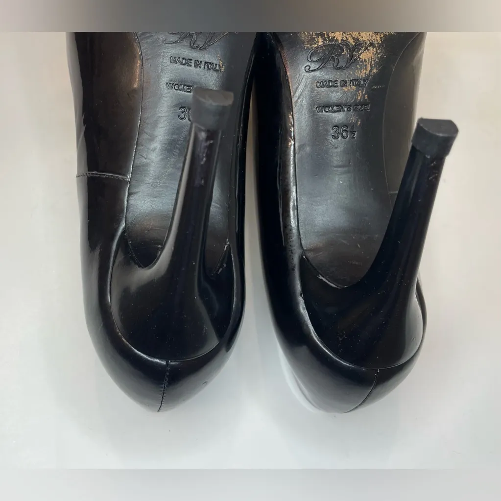 Roger Vivier‎ Belle Vivier Pumps Patent Black Leather Heels Size 6.5 (36.5) - Image 10