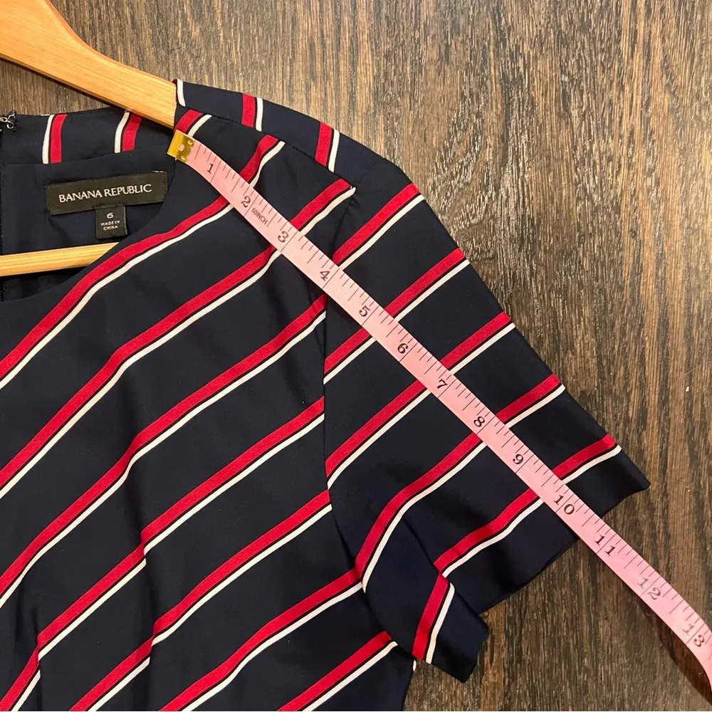 Banana Republic Red A-Line Midi Dress V-Neck Short Sleeve - Image 6