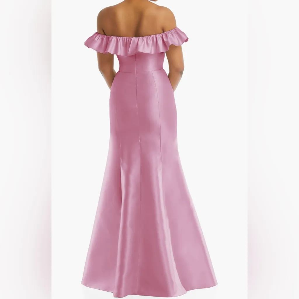 Alfred Sung Off the Shoulder Ruffle Satin Trumpet Gown - Image 2