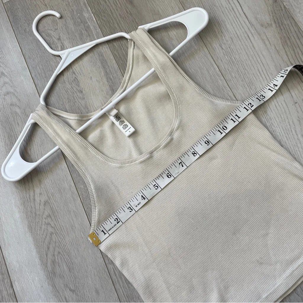 Skims Tank Top square neck ribbed crop womens Cream (large) minimalist going out - Image 3