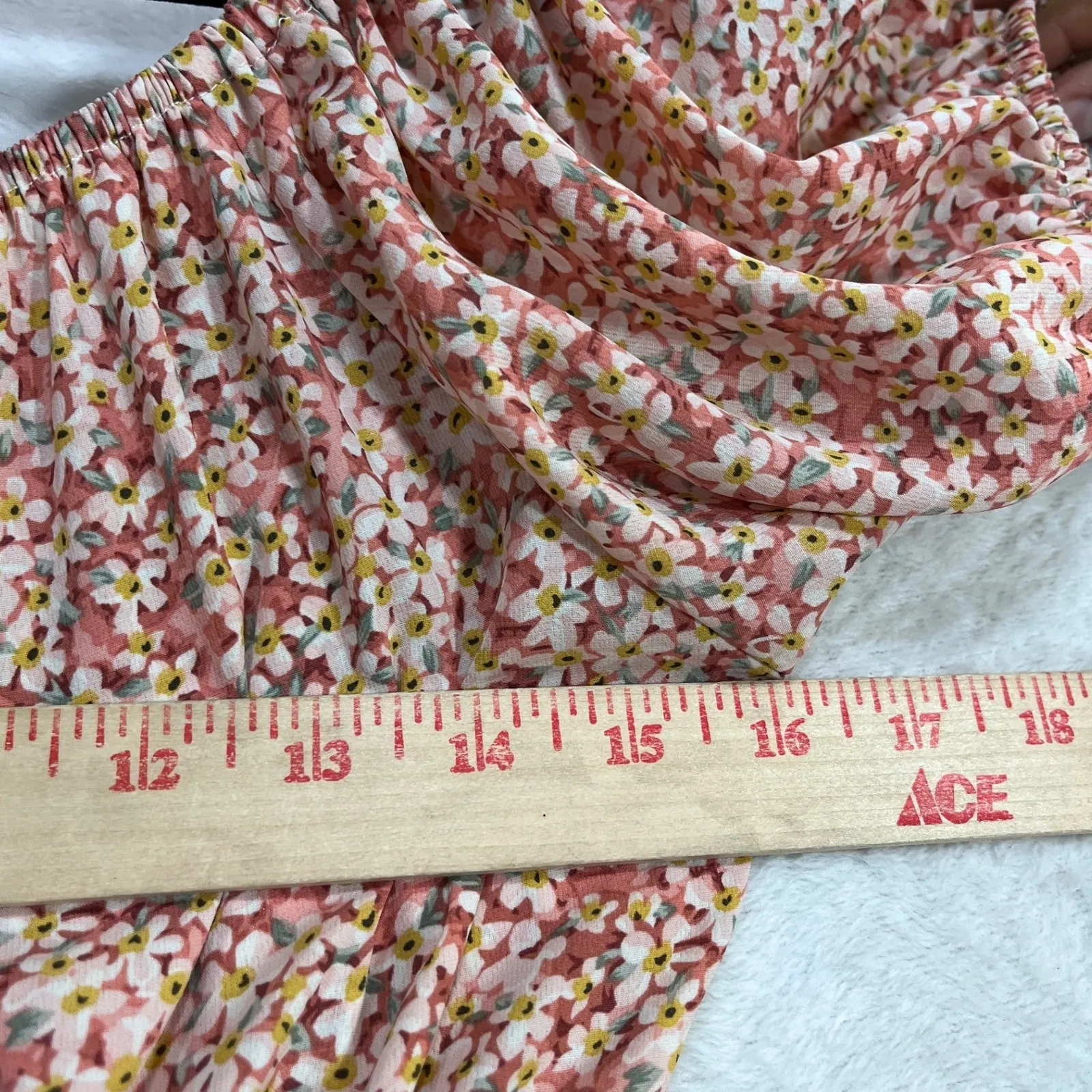 Shein M Dress Pink Puff Slv Ditsy Floral Cottage Coquette Feminine Wedding Guest - Image 4