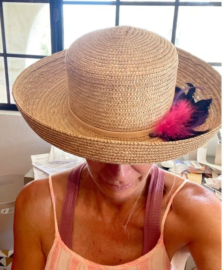 Betmar New York straw hat with feather trim Tan - Image 6