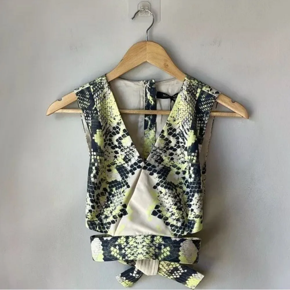 NWT Marciano Y2K Guess Python Print Crop Wrap Top Green Size 44 - Image 2