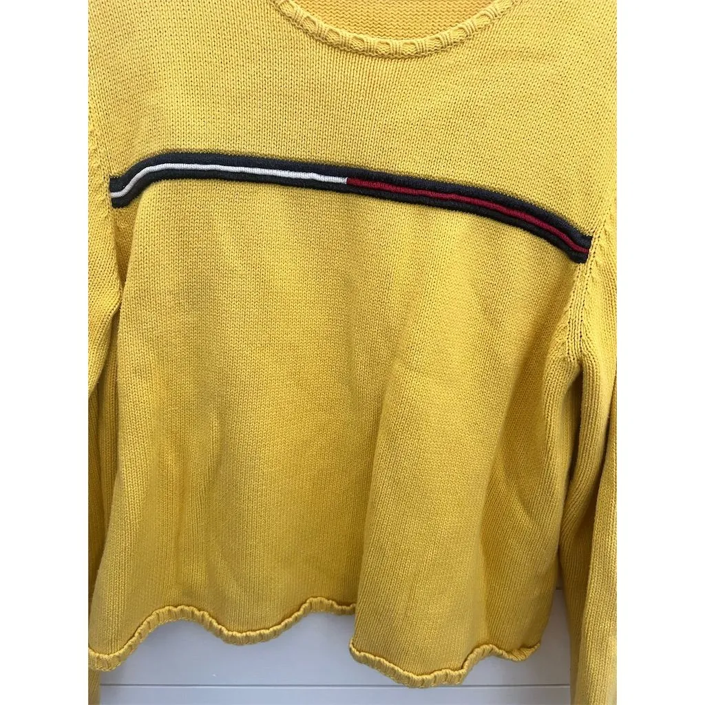 Tommy Hilfiger women XL Vintage Yellow Crew Neck Pullover Sweater‎ - Image 3
