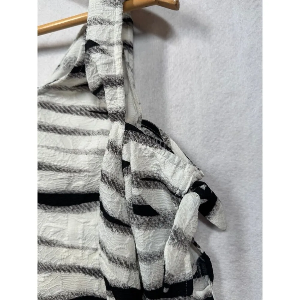 Alberto Makali Knot Sleeve One Shoulder Blouse Zebra Stripe Top Women's Small S - Image 5