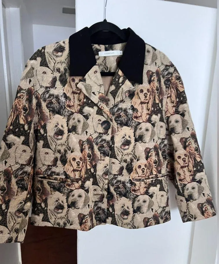 Superscap Vintage dogs 🐕 jacquard jacket suit Size M - Image 4