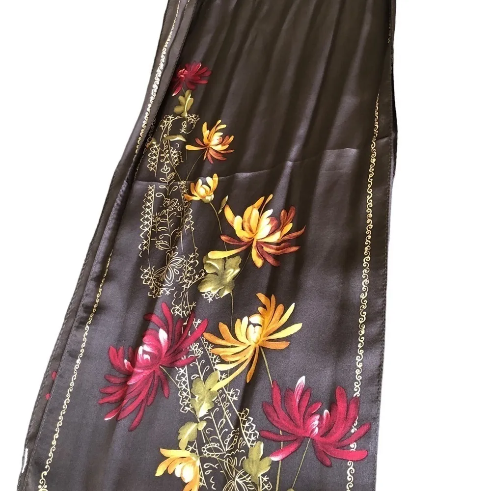 Silk Oblong Floral Scarf Majestic Colors 51”LX11”W Elegant - Image 7