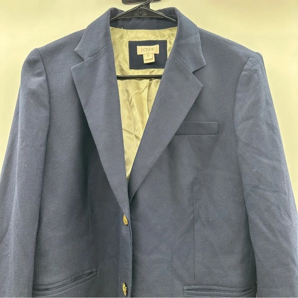 J. Crew Factory Wool Blend Navy Blue Long Sleeve Button Blazer‎ Size 10 - Image 2