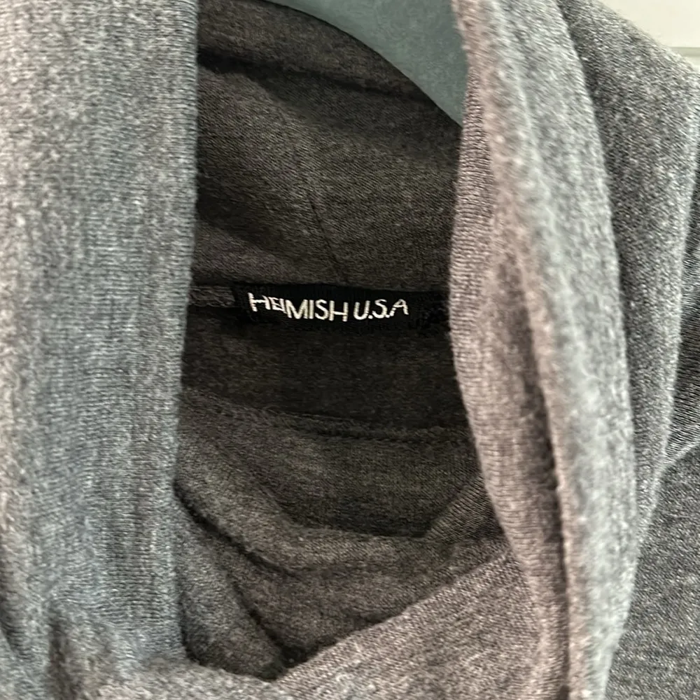 Heimish USA Women's S Cowlneck Slouchy Pullover Gray Black Red Buffalo Check Top - Image 6