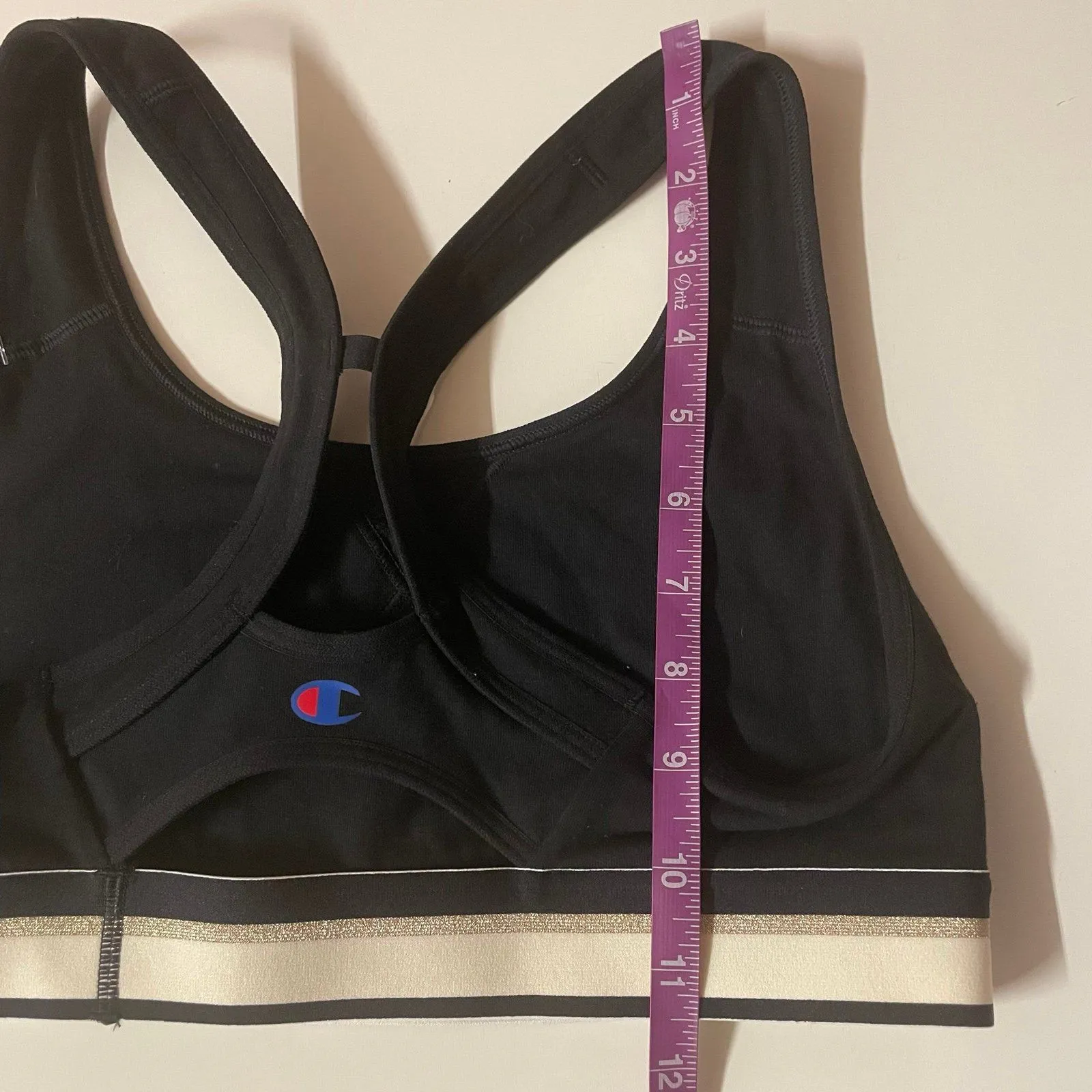 Champion Black/Cream/Gold Racerback Sports Bra Size M NWT - Image 8