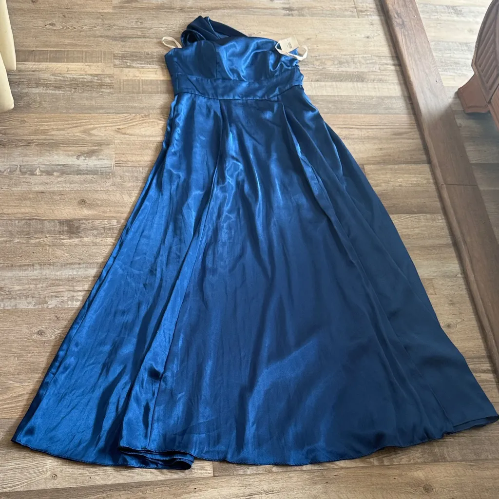 Galina Signature by David’s Bridal Elegant Blue One-Shoulder Dress size 10 - Image 7