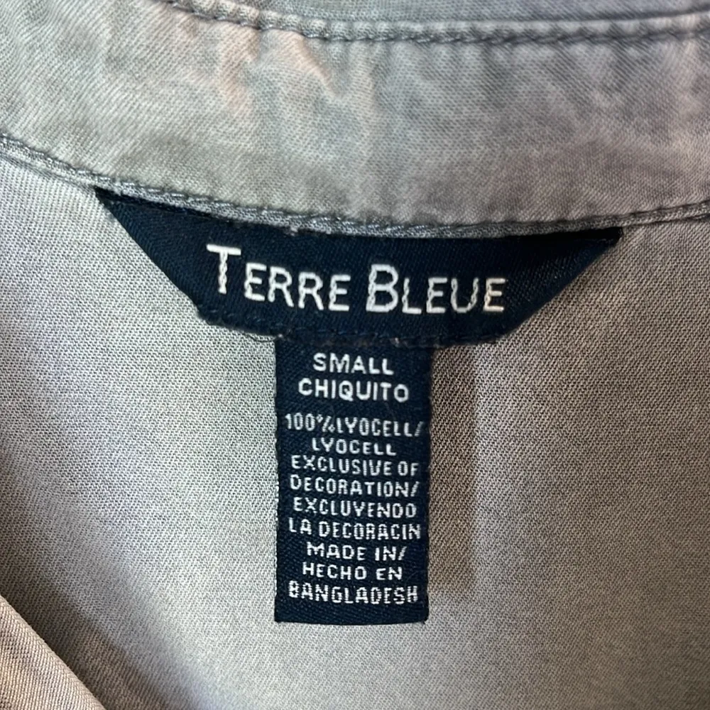 Denim Look Embroidered Button Down Dress - Image 8