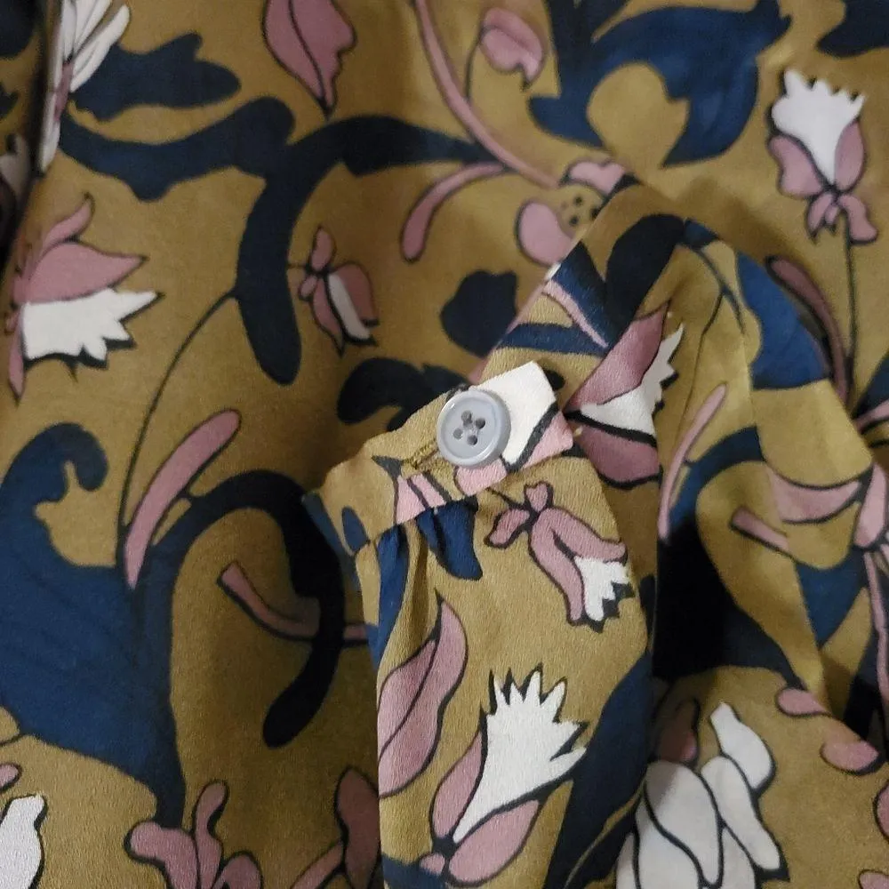 🔥SALE🔥LOFT Olive Green Floral Peasant Style Blouse S - Image 5