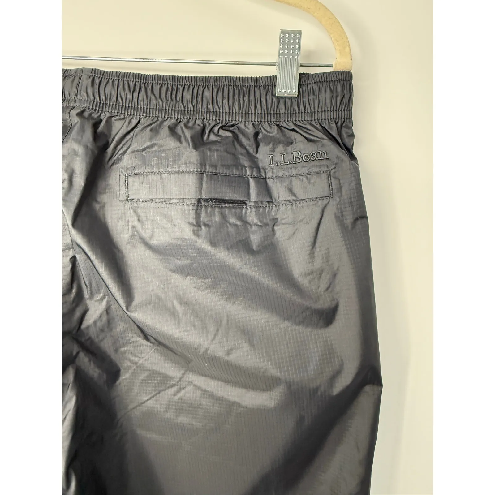 L.L. Bean TEK Waterproof Nylon Rain Pants Black L Petite Packable Gorpcore Size undefined - Image 5