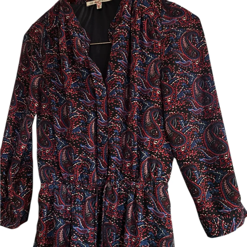 Daniel Rainn paisley Dress elastic waist blouson look drawstring waist size XS - Image 2
